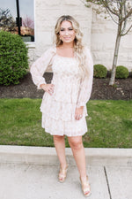 Taupe & Cream Floral Smocked Dress