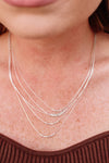 Layered Beaded Necklace - Silver