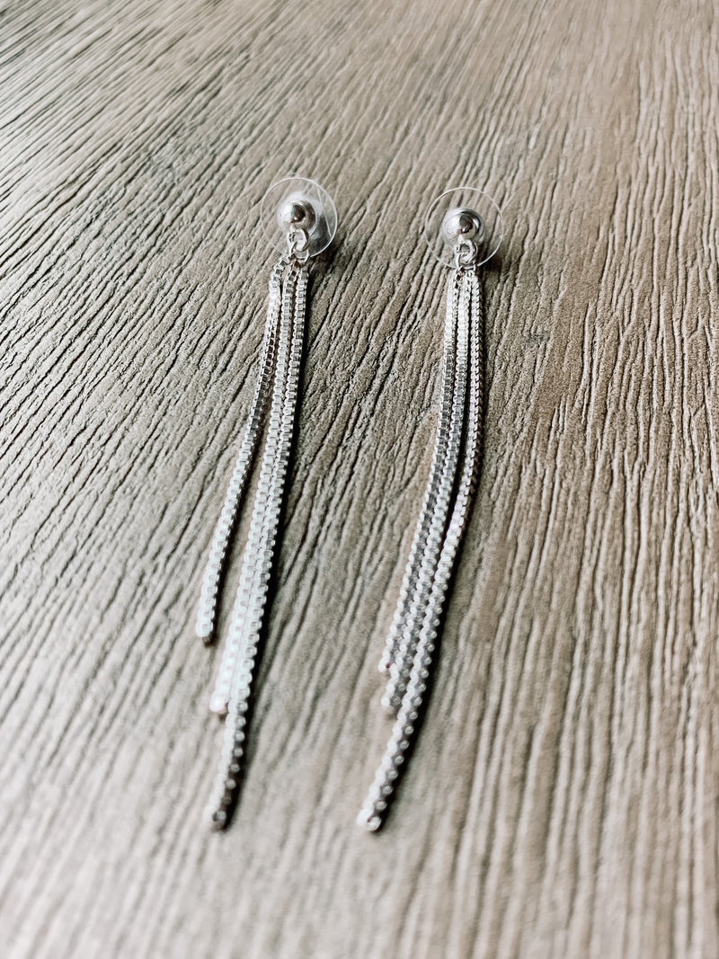 Chain Drop Earrings - Silver